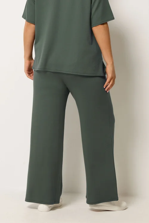 Yours Curve Green Soft Touch Wide Leg Joggers - 26-28/L30 Image 4