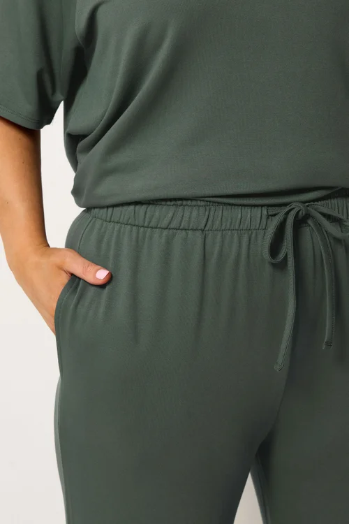 Yours Curve Green Soft Touch Wide Leg Joggers - 26-28/L30 Image 5