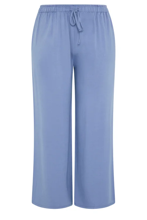 Yours Curve Blue Soft Touch Wide Leg Trousers - 18/L30 Image 5