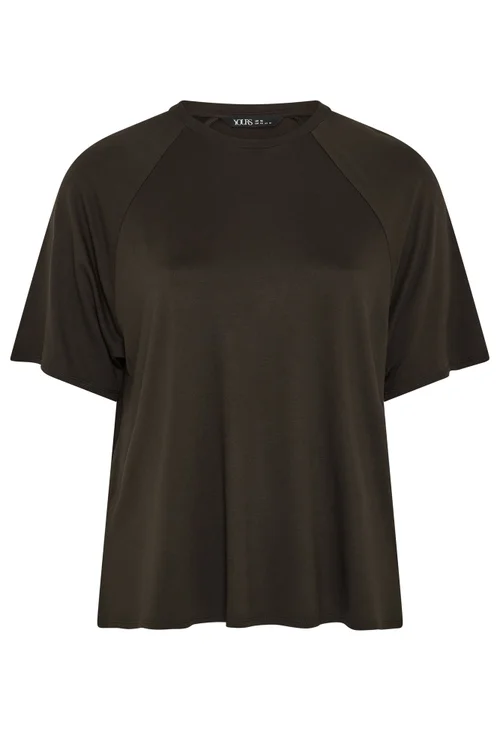 Yours Curve Brown Soft Touch Raglan T-Shirt - 20 Image 5