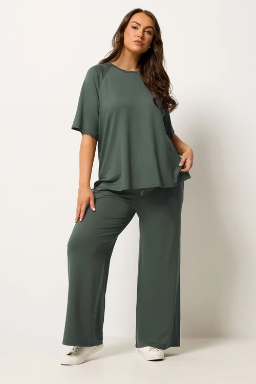 Yours Curve Sage Green Soft Touch T-Shirt - 20 Image 2