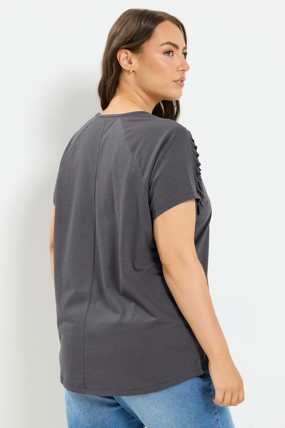 Yours Curve Grey Skull Print Laser Cut T-Shirt - 12 Image 3