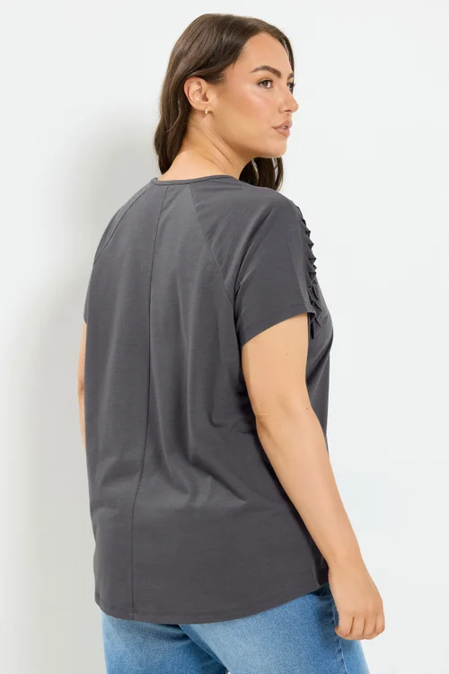 Yours Curve Grey Skull Print Laser Cut T-Shirt - 12 Image 3