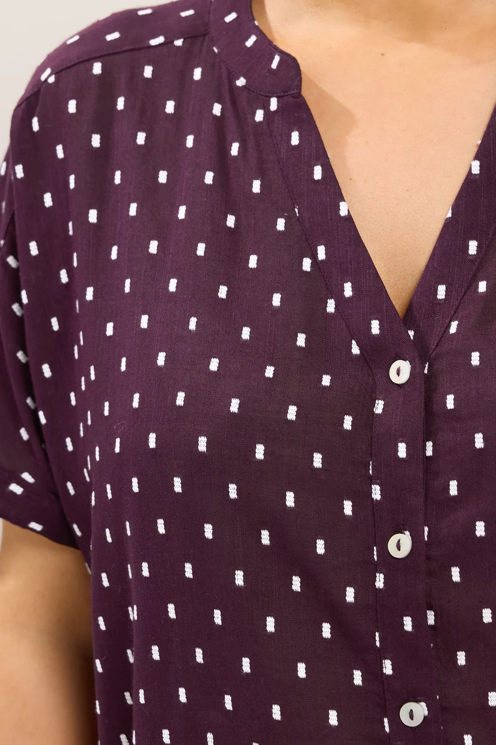 Yours Curve Purple Notch Neck Dobby Blouse - 20 Image 4