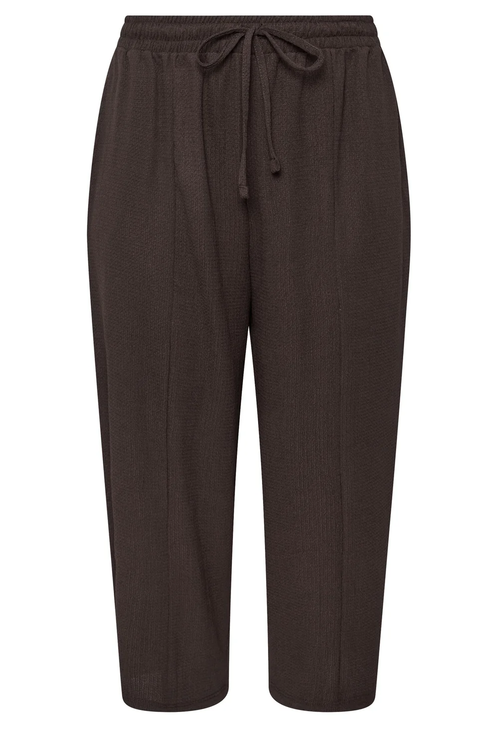 Yours Curve Chocolate Brown Crinkle Barrel Trousers - 26-28 Image 5