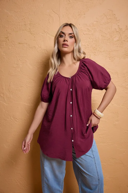 Yours Curve Burgundy Red Blouse - 26-28 Image 1