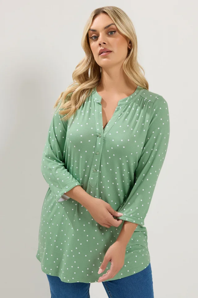 Yours Curve Green Polka Dot Shirt