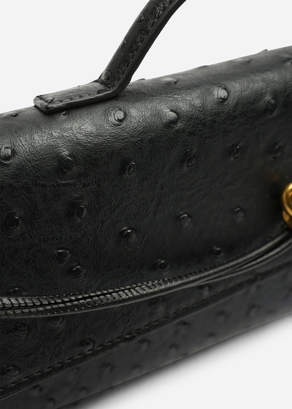 Where's That From Petal Black Envelope Style Ostritch Clutch Bag - One Size Image 5