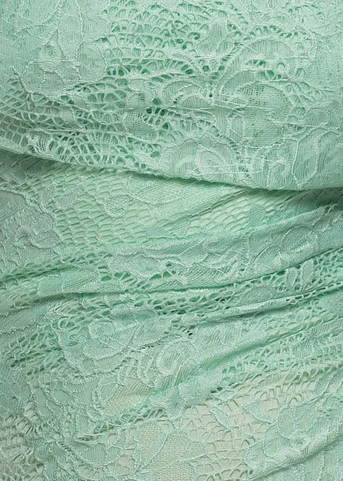 Goddiva Mint One Shoulder Pleated Bardot Lace Maxi Dress - 10 Image 4