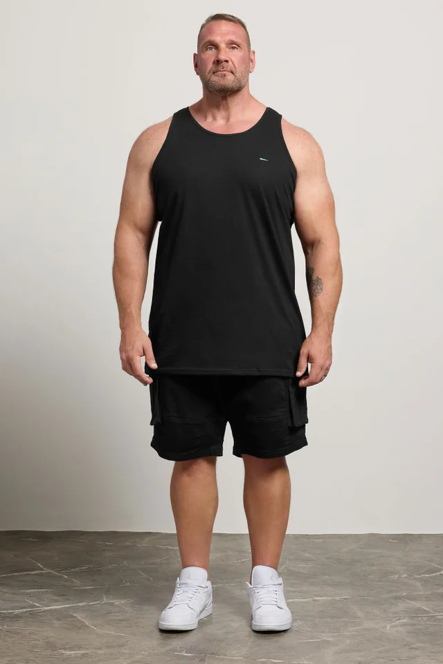 BadRhino 5 Pack Black Extra Long Plain Vest Tops