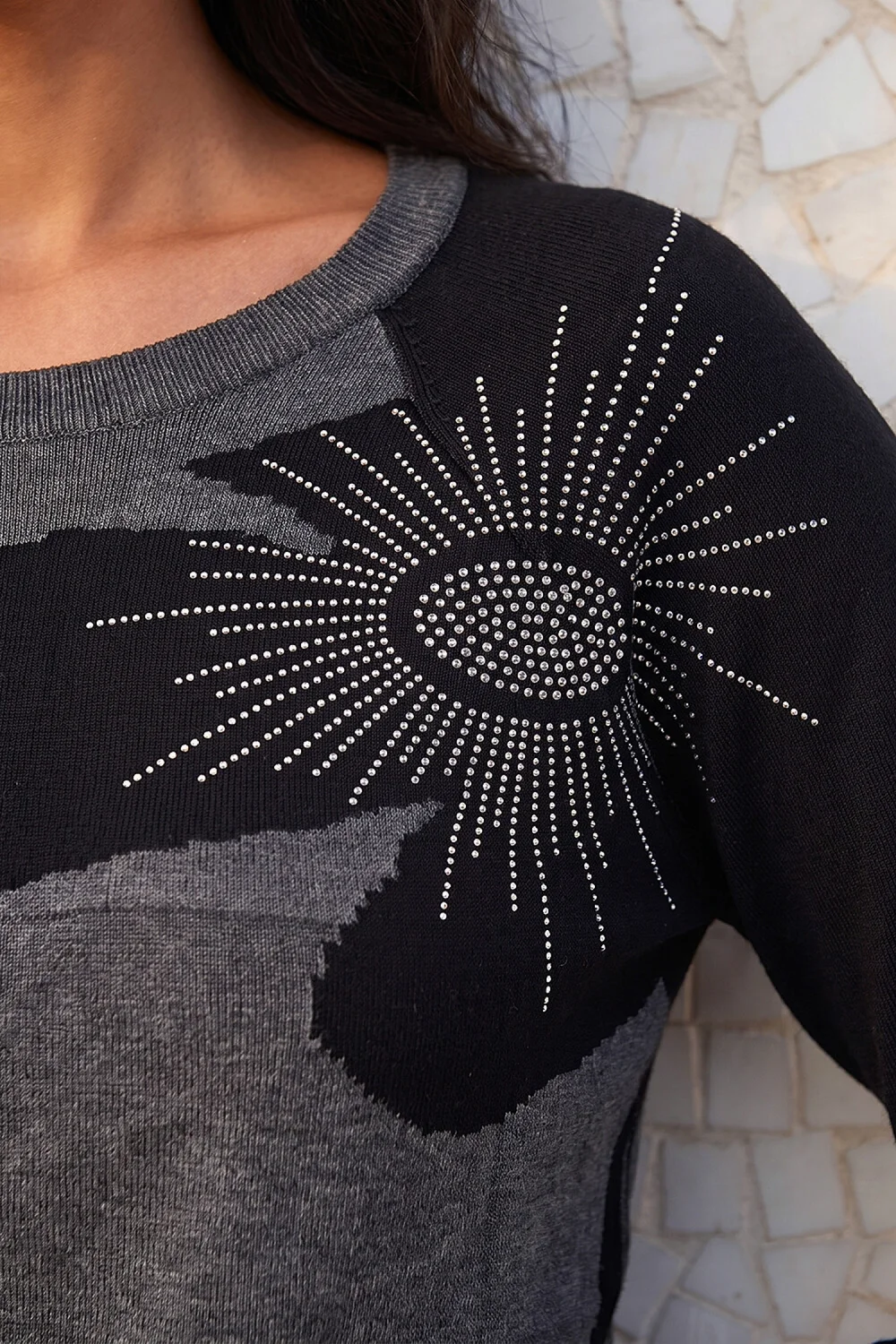 Roman Charcoal Floral Hotfix Knit Jumper - 10 Image 4