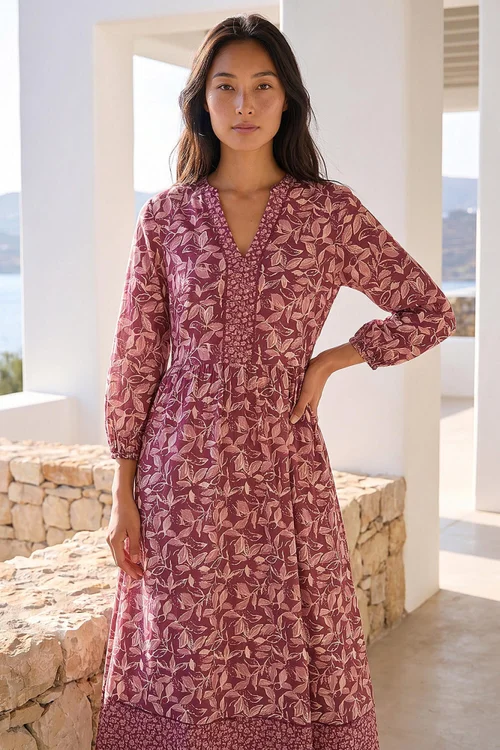 Roman Coral Petite Border Print Midi Dress - 12 Image 2