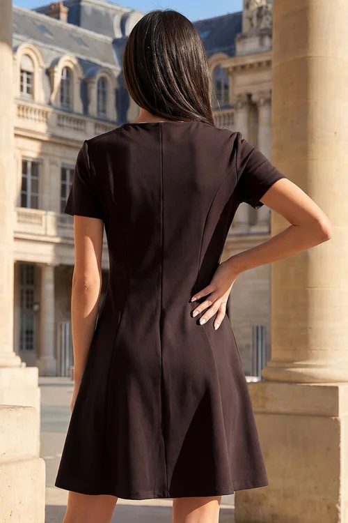 Roman Chocolate Petite Ponte Dress - 12 Image 3