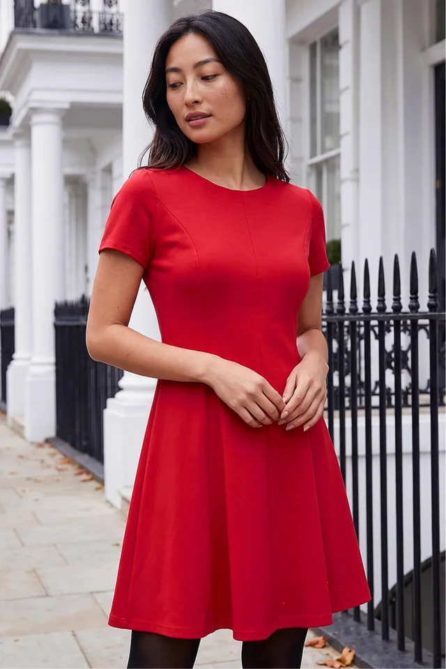 Roman Red Petite Ponte Dress