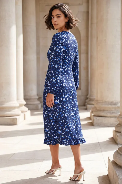 Roman Blue Abstract Keyhole Dress - 16 Image 3