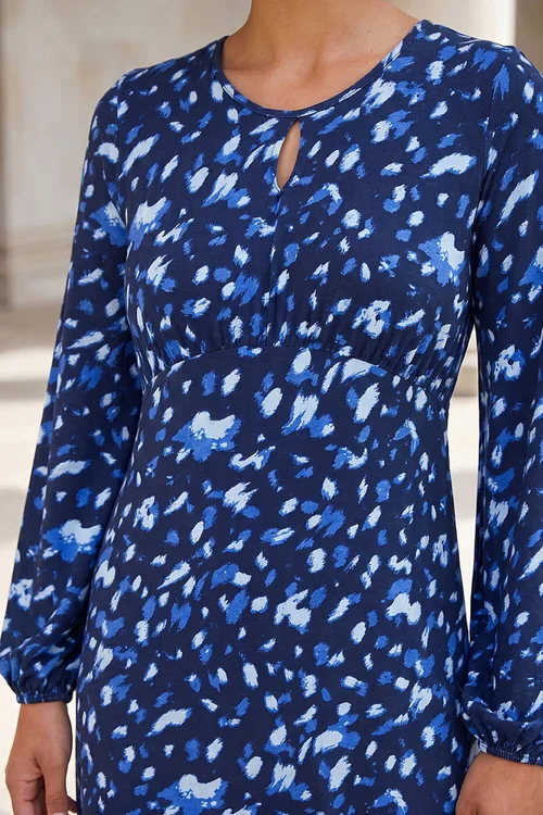 Roman Blue Abstract Keyhole Dress - 16 Image 4