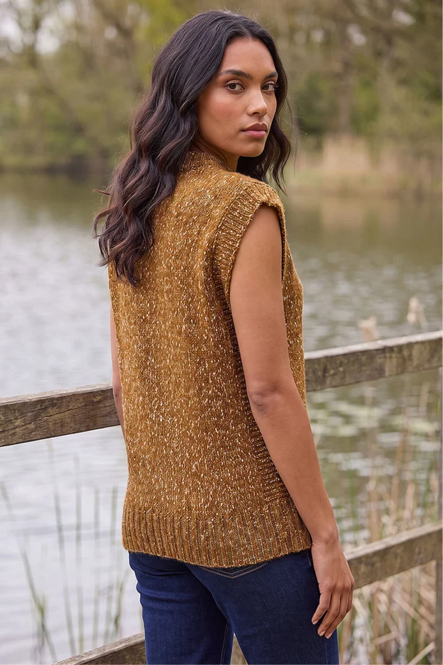 Roman Brown Speckled Knit Vest