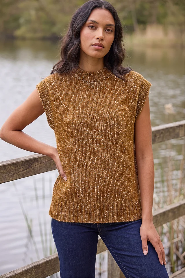 Roman Brown Speckled Knit Vest