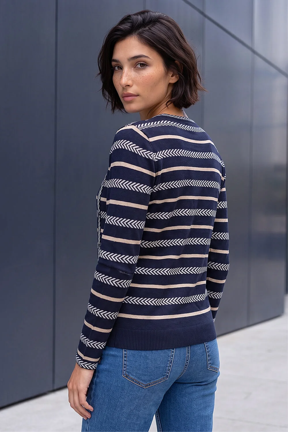 Roman Navy Petite Stripe Knit Jumper - 12 Image 2