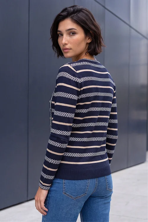 Roman Navy Petite Stripe Knit Jumper - 12 Image 2