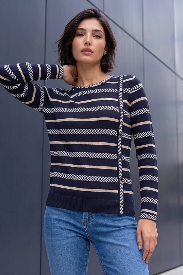 Roman Navy Petite Stripe Knit Jumper