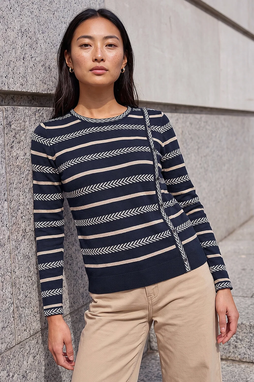 Roman Navy Petite Stripe Knit Jumper - 12 Image 1