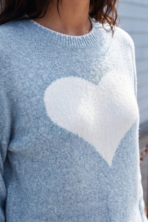 Roman Light Blue Contrast Stitch Heart Jumper - 18 Image 4