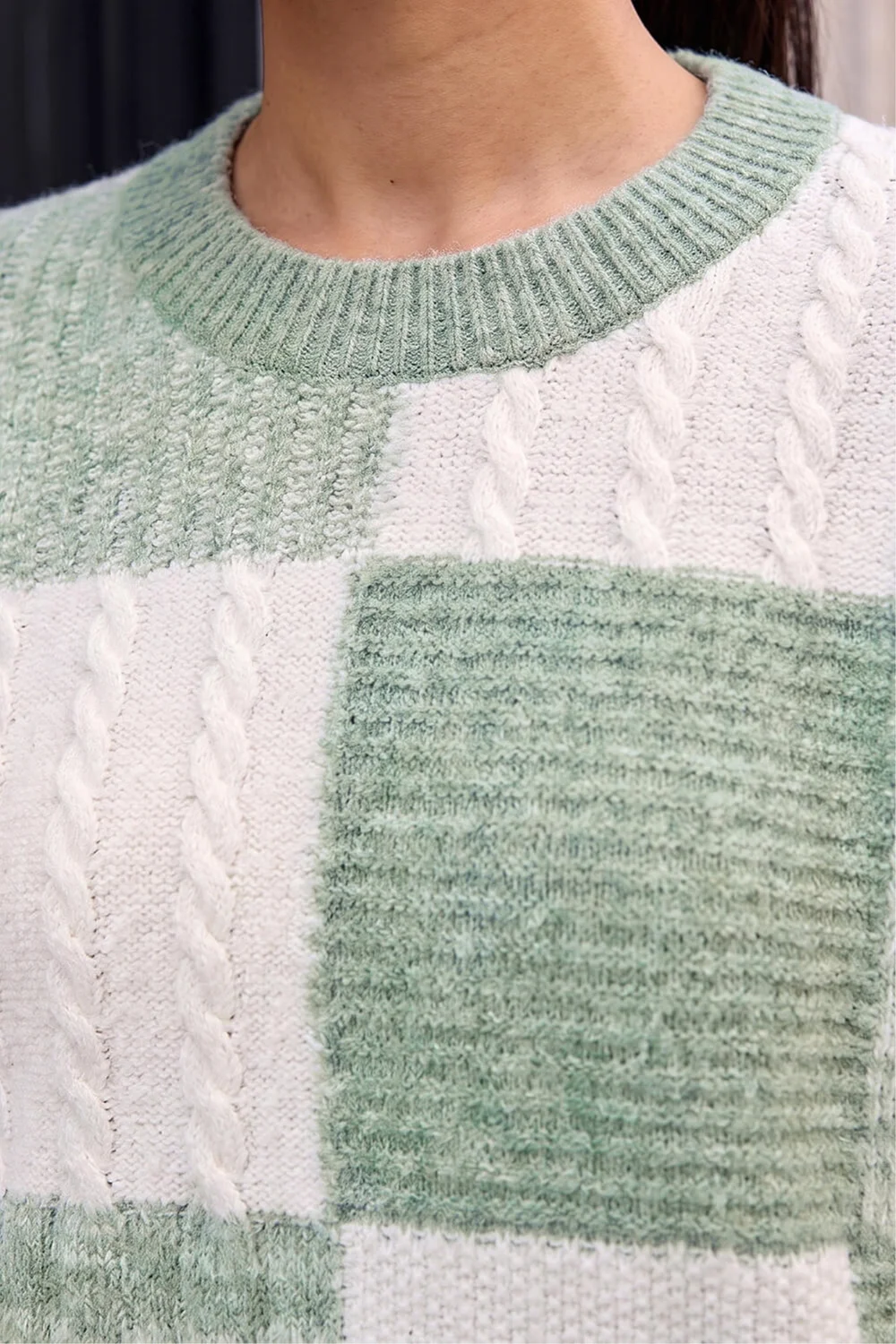 Roman Mint Patchwork Cable Knit Jumper - 20 Image 4