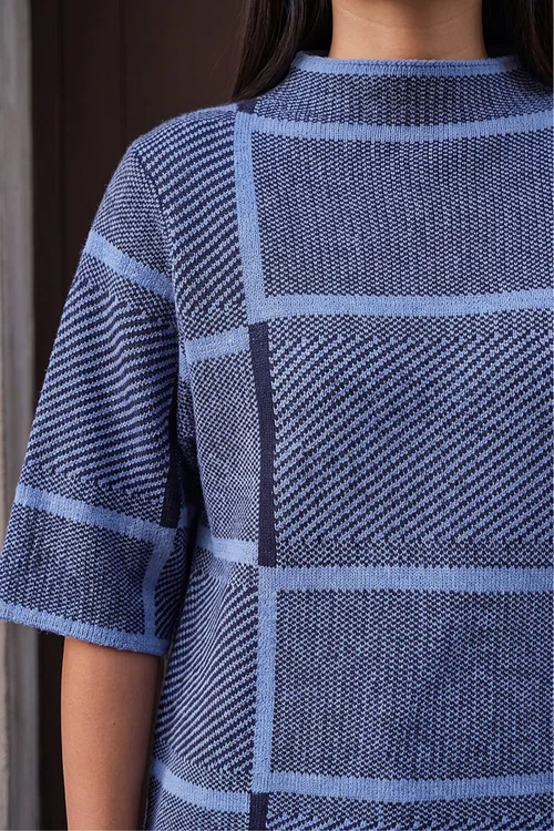 Roman Navy Check Short Sleeve Jumper - 18 Image 4