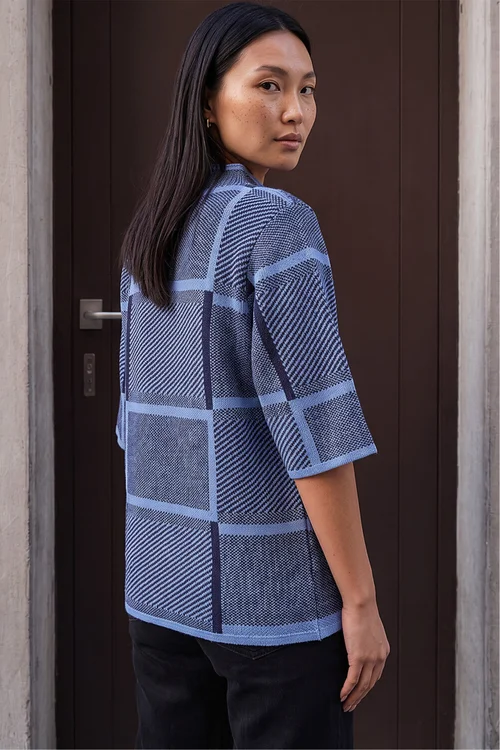 Roman Navy Check Short Sleeve Jumper - 18 Image 3