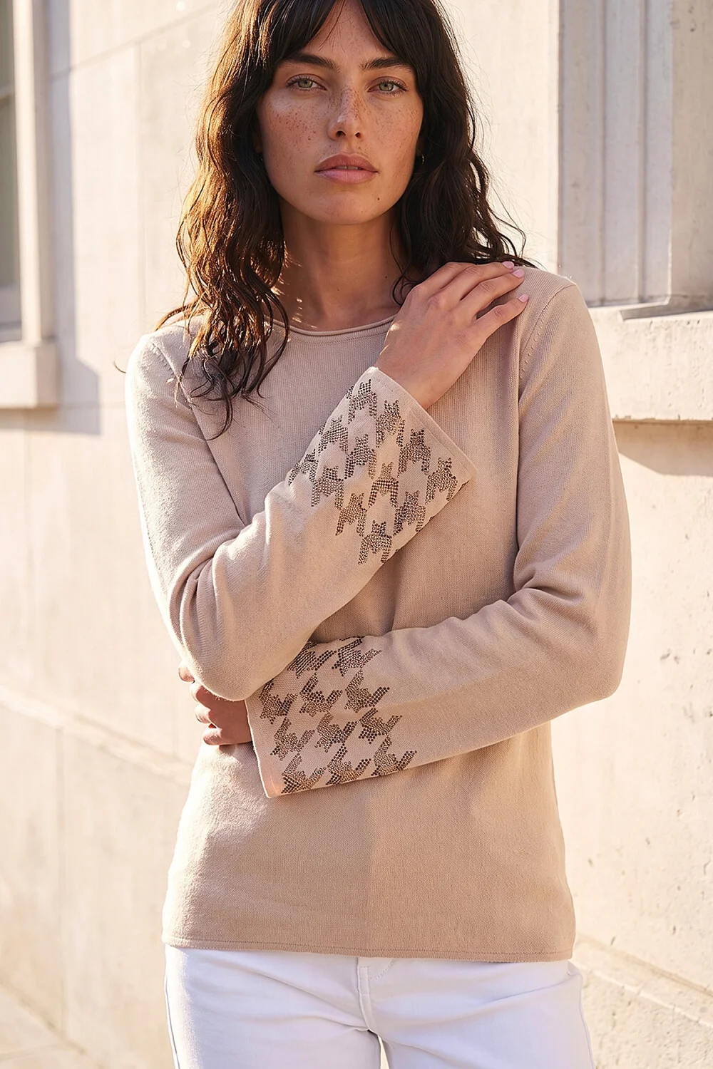 Roman Beige Hotfix Sleeve Knit Jumper - 12 Image 1