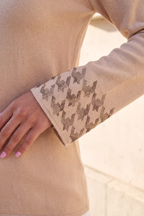 Roman Beige Hotfix Sleeve Knit Jumper - 12 Image 4