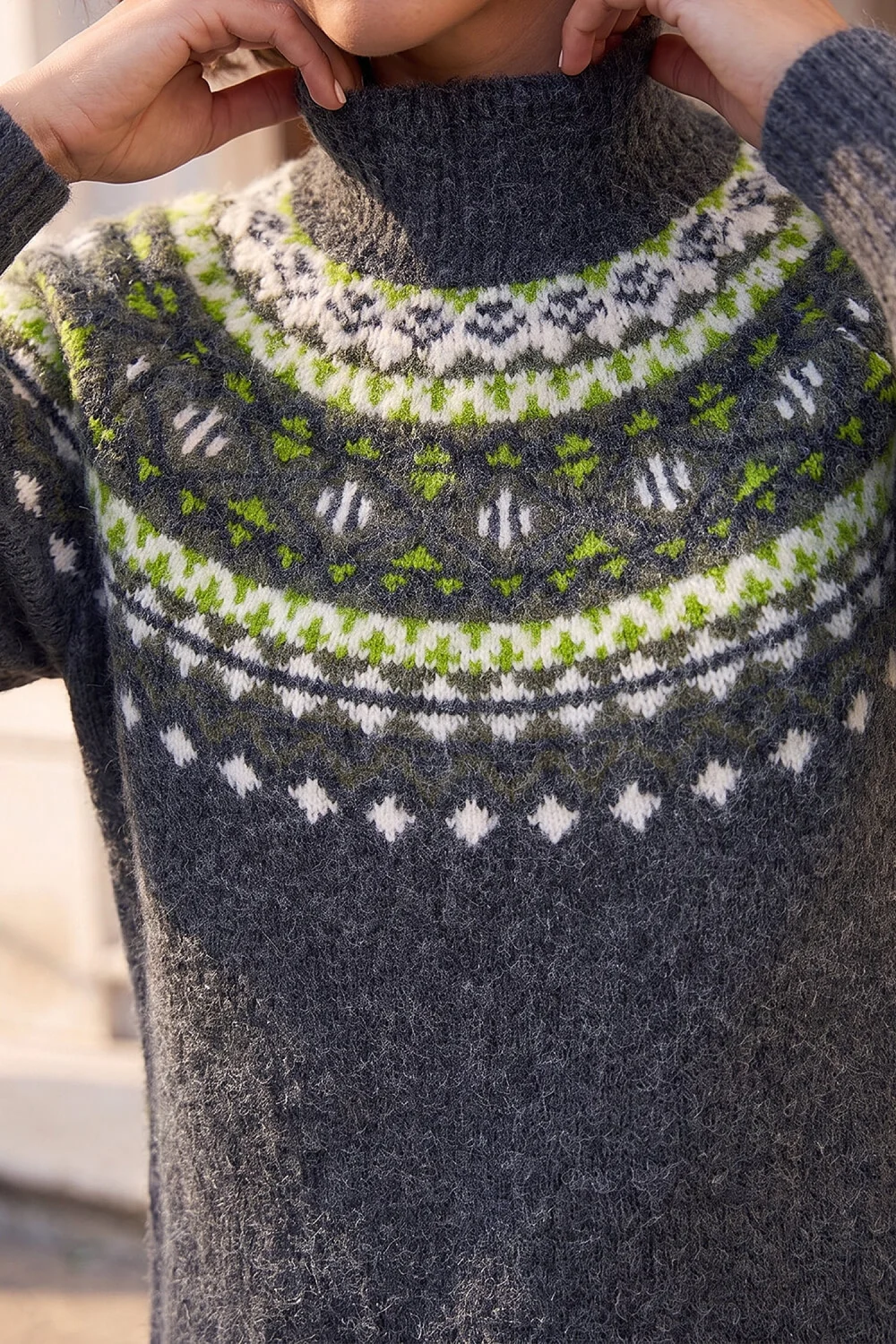 Roman Dark Grey Fairisle Knit Jumper - 10 Image 4