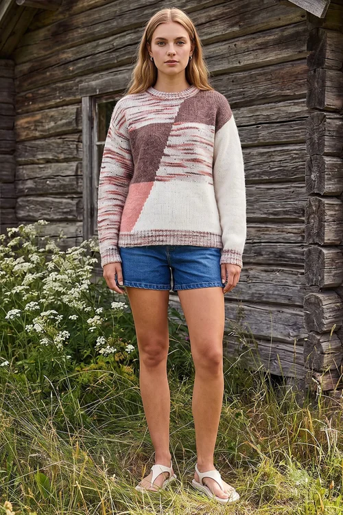 Roman Neutral Textured Colour Block Knit Jumper - 20 Image 2