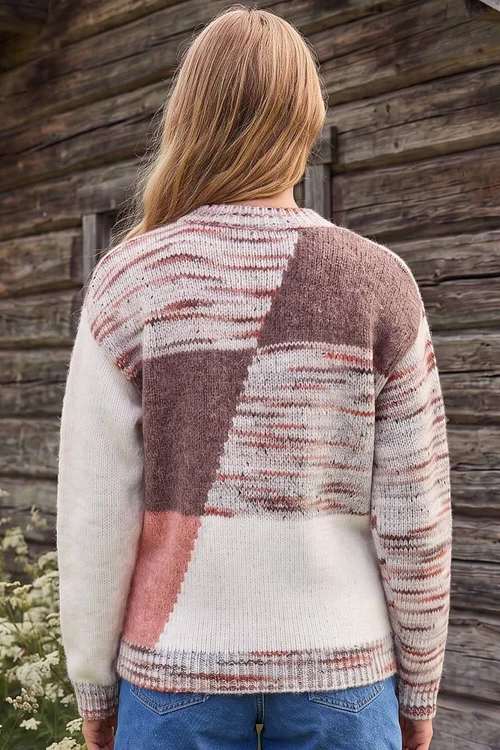 Roman Neutral Textured Colour Block Knit Jumper - 20 Image 3