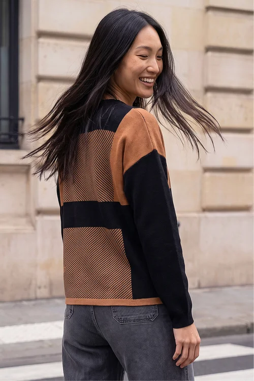 Roman Camel Colour Block Knit Jumper - 12 Image 2
