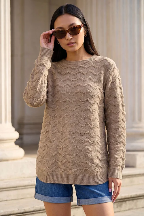 Roman Taupe Shimmer Curved Hem Jumper - 20 Image 1