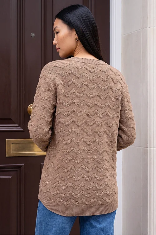 Roman Taupe Shimmer Curved Hem Jumper - 20 Image 3