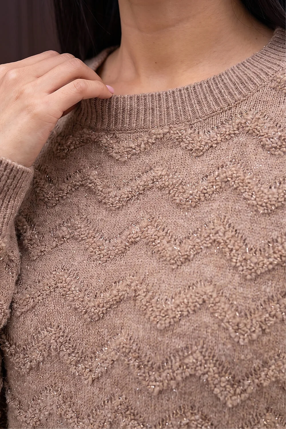 Roman Taupe Shimmer Curved Hem Jumper - 20 Image 4
