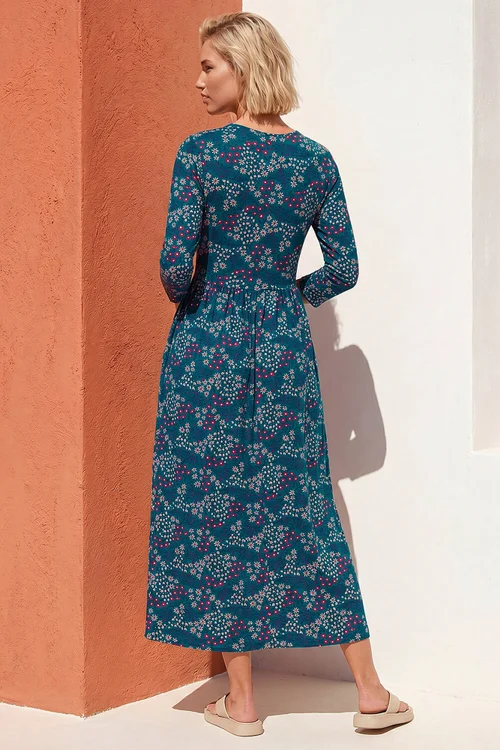 Roman Teal Ditsy Print Pocket Midi Dress - 20 Image 3