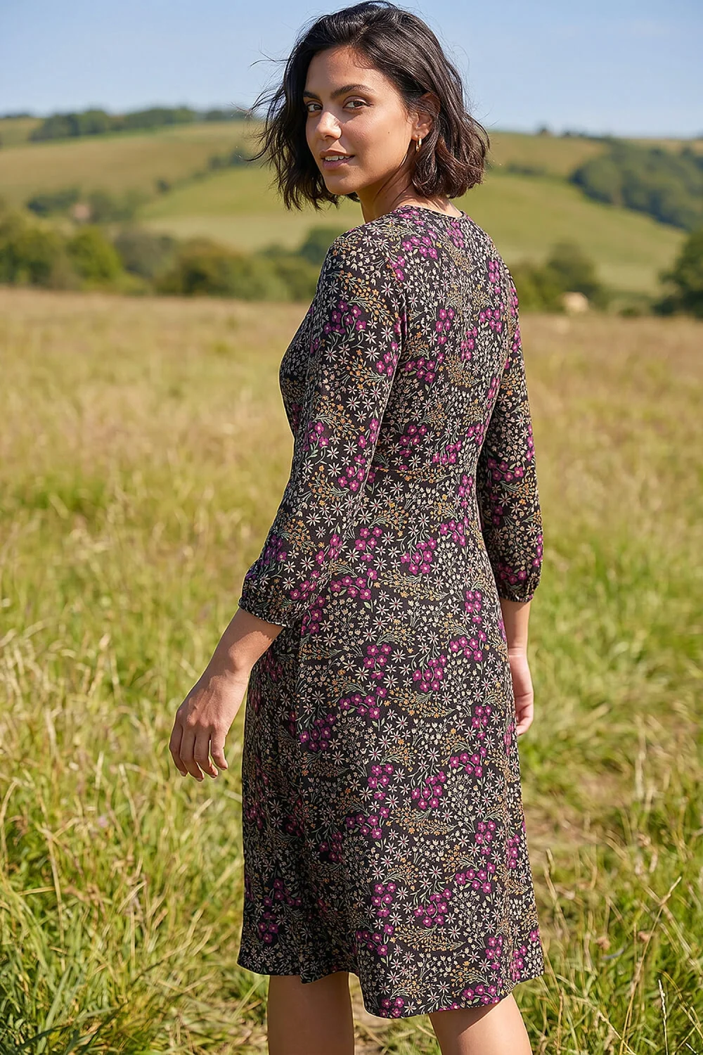 Roman Black Square Neck Ditsy Dress - 10 Image 3