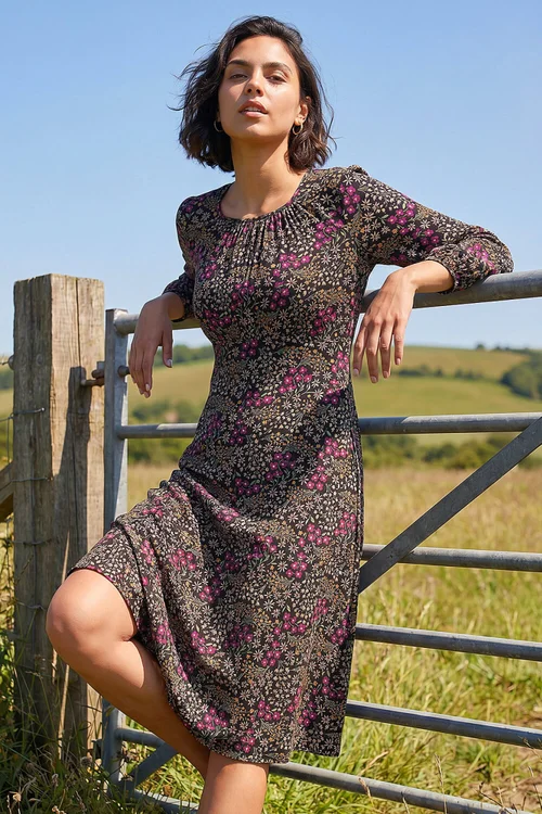 Roman Black Square Neck Ditsy Dress - 10 Image 1