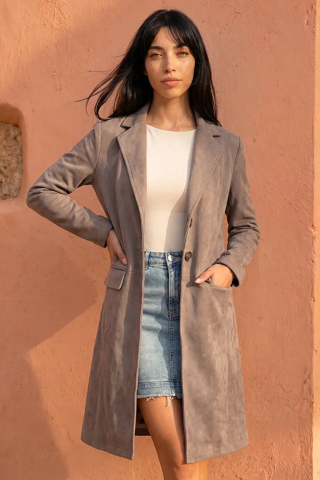 Roman Taupe Petite Faux Suede Jacket