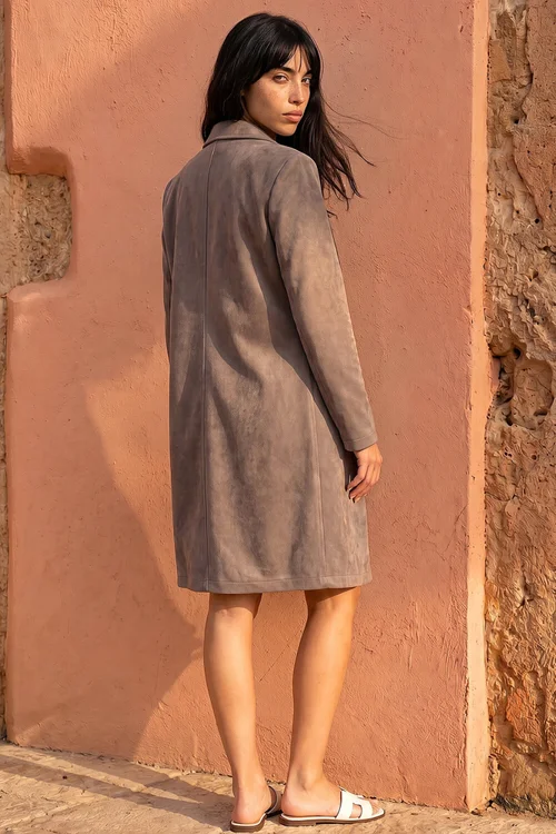 Roman Taupe Petite Faux Suede Jacket - 14 Image 3