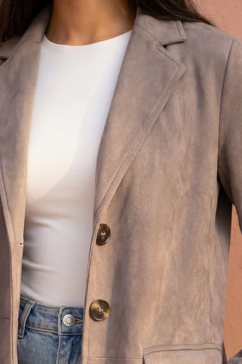 Roman Taupe Petite Faux Suede Jacket - 14 Image 4