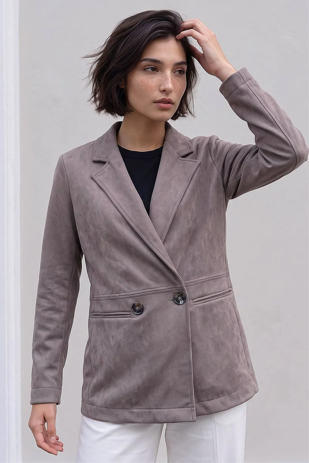 Roman Taupe Petite Faux Suede Jacket - 8 Image 1