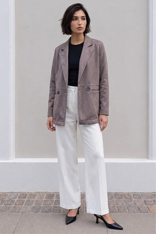 Roman Taupe Petite Faux Suede Jacket - 8 Image 3