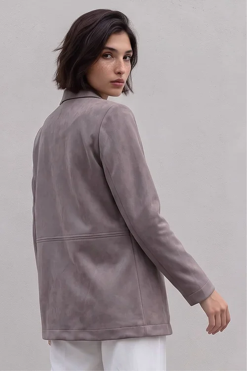Roman Taupe Petite Faux Suede Jacket - 8 Image 4