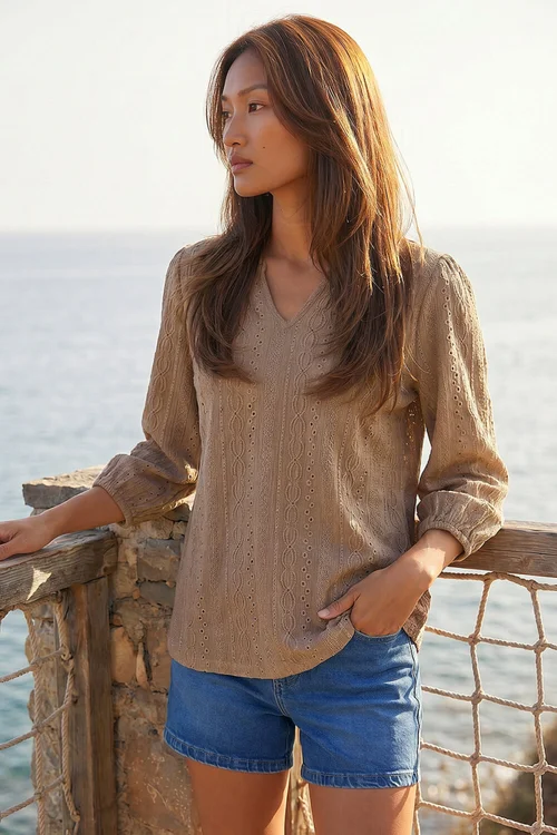 Roman Biscuit Broderie Detail Tunic Top - 20 Image 1