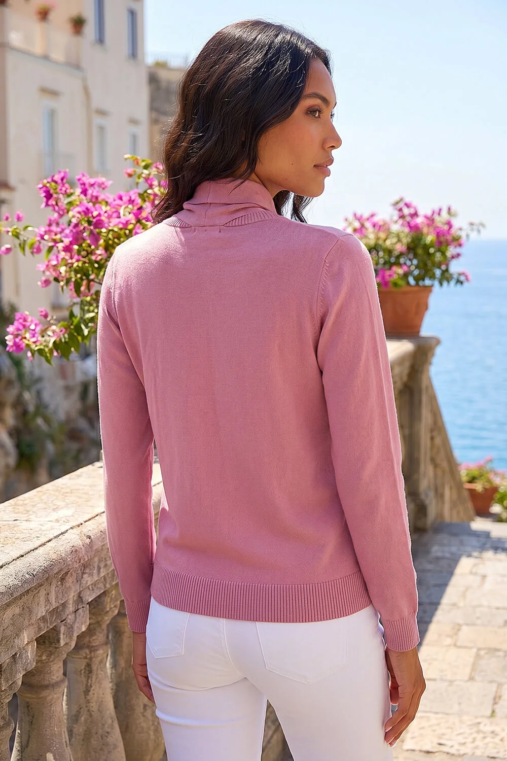 Roman Pink Tie Neck Soft Knit Cardigan - 18 Image 3